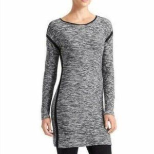 Athleta Retreat Sweater Dress Medium Black White Long Sleeve Boat Neck